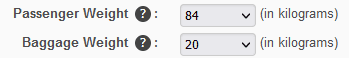 SimBrief Pax and Baggage Weights